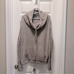 $148 Barefoot Dreams Cozychic Lite Taupe Cowl Neck Sweater